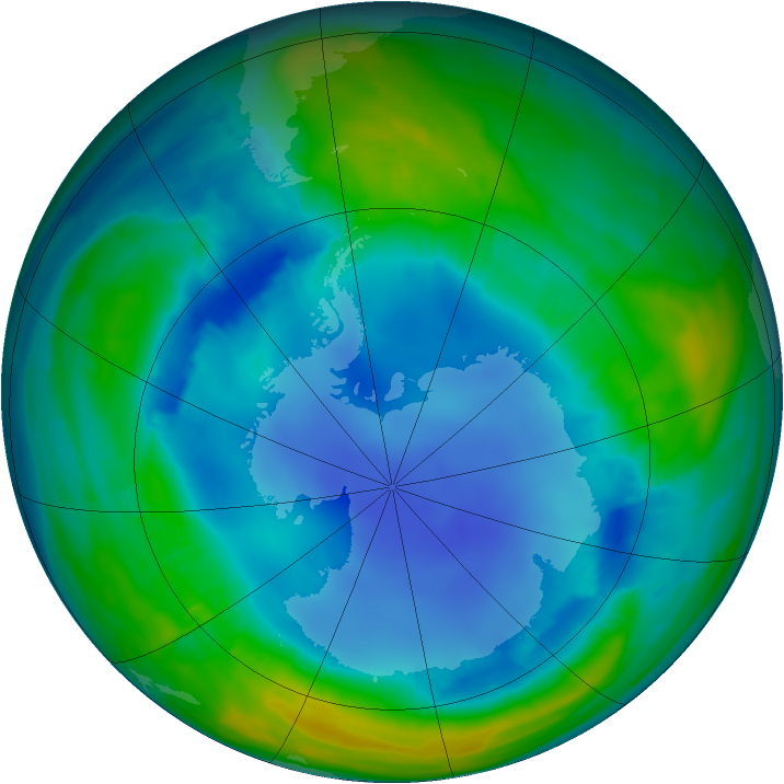 Antarctic ozone map for 13 August 2013